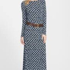 Michael Michael Kors Floral Long Sleeve Maxi Dress size 0X Beautiful navy blue l